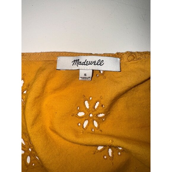 Madewell Scalloped Eyelet Wrap Top Marigold Yellow - Small - Picture 7 of 7